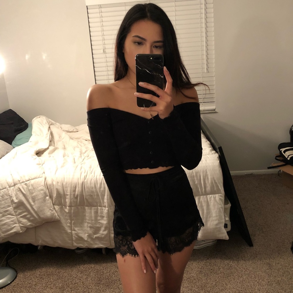 Satin lace shorts